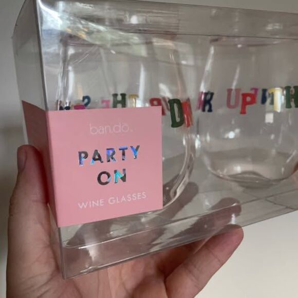 NWT Ban.do Set of Acrylic Wine Glasses - Picture 5 of 6